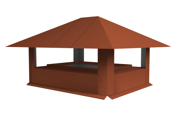 Дымник на трубу GL простой, 0.5 мм, Satin Matt TX, 520х390 мм, RAL 8004