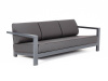Диван 3-местный, Гранада, алюминиевый каркас темно-серый шагрень, ткань темно-серая