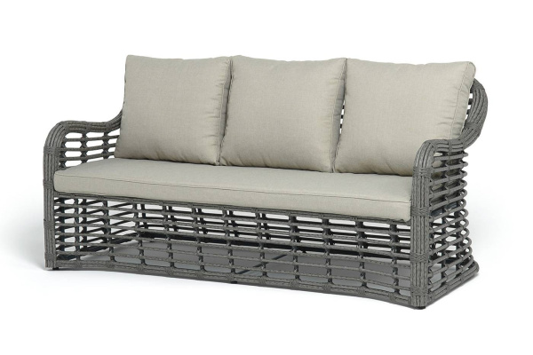 Диван 3-местный из искусственного ротанга, Ницца цвет: серый