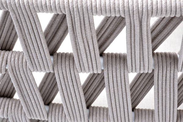 Кресло из роупа, Диего, осн дуб, каркас алюминий светло-серый муар, роуп бежевый круглый, ткань беж