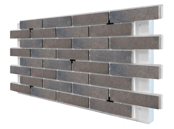 Термопанель рядовая Европа с плиткой Keramin, 1020х600 мм, 100 мм ППС, гладкий, цвет: Орегон 1