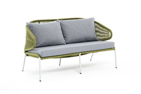 Диван 2-местный из роупа, Милан,карк алюм светло-серый муар,роуп салатовый меланж круг,ткань светлая