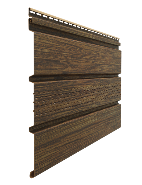 Софит пвх Docke, центральная перфорация, L=3000 мм серия Lux под дерево, цвет: фундук