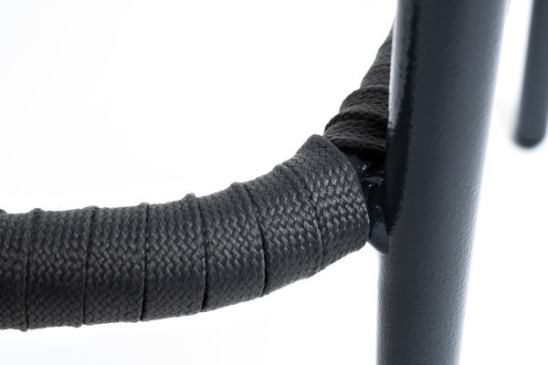 Стул барный из роупа, Бордо, сталь темно-серый муар, роуп серый 15 мм, ткань темно-серая