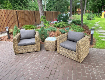 Столик кофейный из искусственного ротанга /гиацинт/, Кальяри, цвет: соломенный