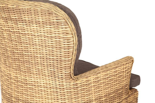 Кресло плетеное из искусственного ротанга, Алиса, с подушками соломенный