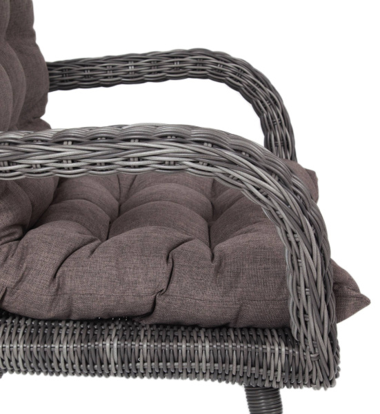 Кресло плетеное из искусственного ротанга, Толедо, с подушками графит
