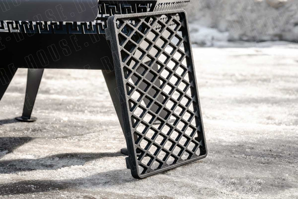 Решетка с чугунной вставкой для очага 900 мм "Стейк"