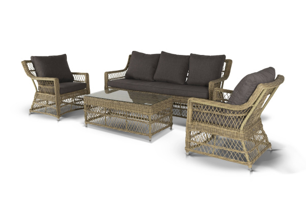 Кресло плетеное из искусственного ротанга, Гранд Латте соломенный