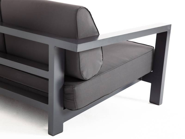 Диван 3-местный, Гранада, алюминиевый каркас темно-серый шагрень, ткань темно-серая