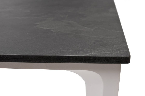 Стол обеденный из HPL 90х90 см, Малага, цвет: серый гранит, каркас белый