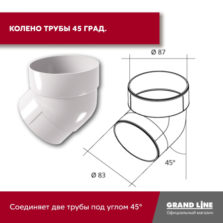 Комплект водосточной системы Классика 120 ПВХ Grand Line, 6 м/3м, белый