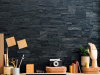 Кварцит, 3D панель из камня, 350х180 мм, Modern Black Quartz