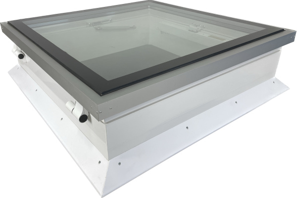 Зенитный фонарь Werso на электроуправлении, с плоским закаленным стеклом, 100х150 см 2-х камерный стеклопакет