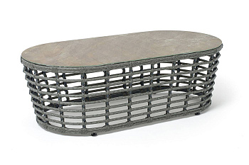 Стол журнальный из искусственного ротанга, Валенсия цвет: серый