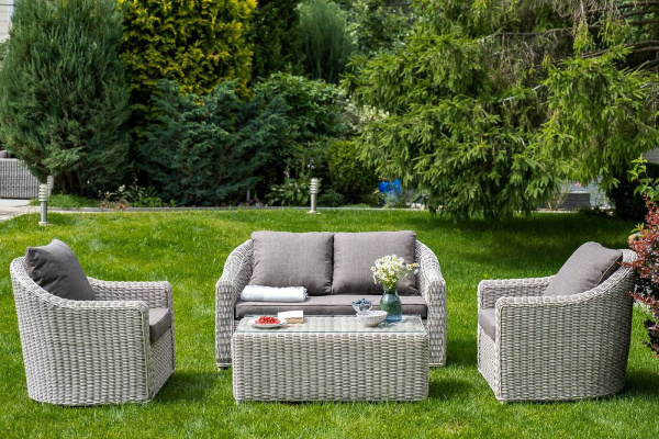 Диван 2-местный из искусственного ротанга, Кон Панна бежевый