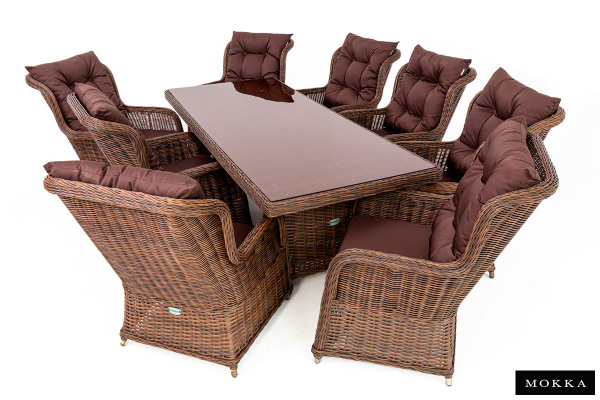 Комплект мебели Mokka San Marino, из искуственного ратанга, /стол обеденный, 8 кресел/ цвет: бронзовый