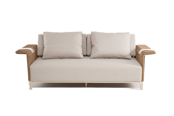 Диван 2-местный из искусственного ротанга, Мальдивы, цвет соломенный
