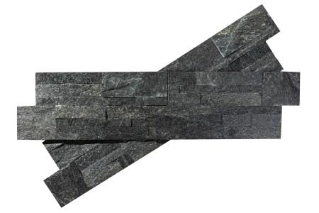 Кварцит, 3D панель из камня, 350х180 мм, Modern Black Quartz