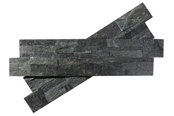 Кварцит, 3D панель из камня, 350х180 мм, Modern Black Quartz