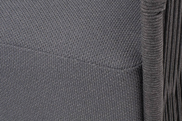 Кресло из роупа, Лугано, каркас алюминий темно-серый муар,роуп темно-серый круглый,ткань темно-серая