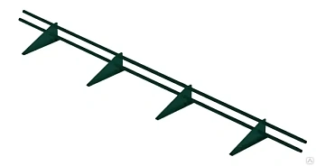 Снегозадержатель трубчатый RoofRetail, L=3000 мм, 4 опоры, 2 трубы, круг Ø25 мм RAL 6005