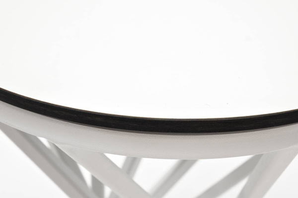 Стол журнальный из HPL, Сантьяго, круглый Ø40 см, H 55 см, каркас белый, цвет столешницы молочный