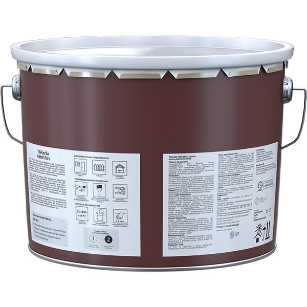 Краска для деревянных фасадов Tikkivala Valtti Ultra, матовая, база А, уп 9 л цвет: колеровка