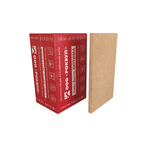 Rockwool Лайт Баттс Оптима, 50х600х1000 мм, 6.0 м², 0.3 м³ уп