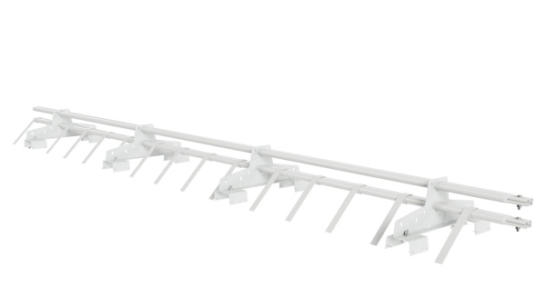 Снегозадержатель для профнастила Н-114 Borge L=3000 мм, 4 опоры, 2 трубы, овал 25х45 RAL 9003