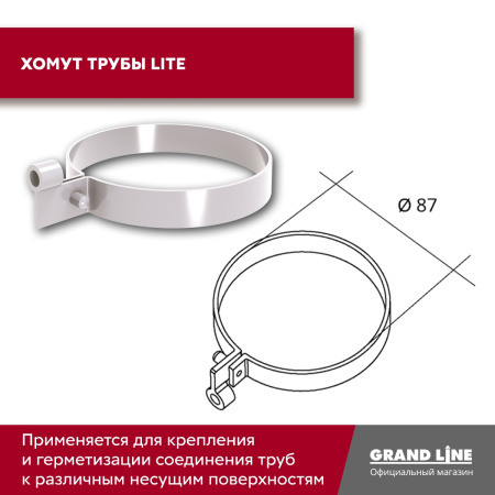 Комплект водосточной системы Классика 120 ПВХ Grand Line, 6 м/3м, белый