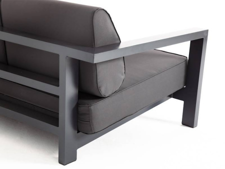 Диван 3-местный, Гранада, алюминиевый каркас темно-серый муар, ткань темно-серая