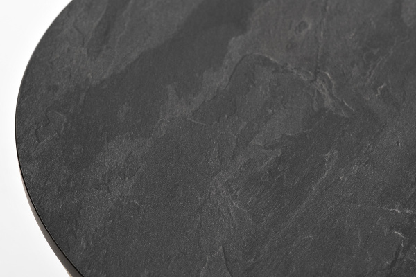 Стол журнальный из HPL, Сантьяго, круглый Ø40см, H 55см, каркас - сталь золотой, цвет серый гранит