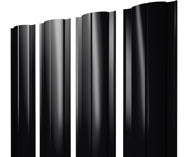 GL Штакетник Круглый с прямым резом 0.45 мм, Drap, RAL 9005