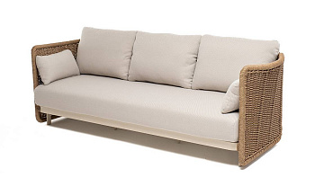 Диван 3-местный из искусственного ротанга, Аликанте, цвет соломенный