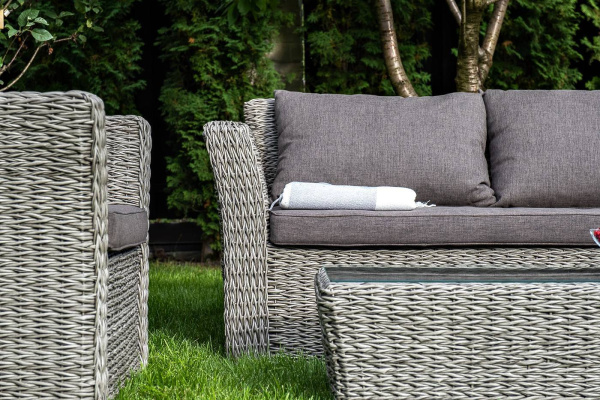 Стол журнальный из искусственного ротанга /гиацинт/, Капучино цвет: серый