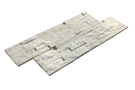 Кварцит, 3D панель из камня, 600х150 мм, Classic White Quartz, 8 шт/уп