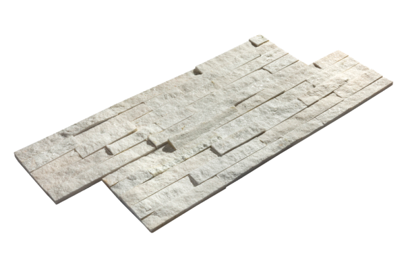 Кварцит, 3D панель из камня, 600х150 мм, Classic White Quartz, 8 шт/уп