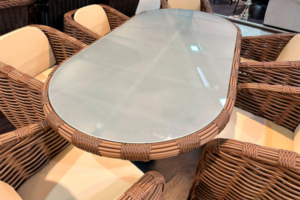 Стол обеденный Mokka Majorca, из искусственного ротанга, 200х100 см цвет: капучино