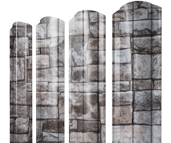 GL Штакетник Круглый, фигурный 0.45 мм, Print Elite, Fine Stone TwinColor