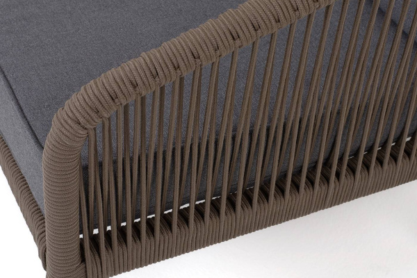 Диван 3-местный из роупа, Канны,каркас алюм коричневый муар, роуп коричневый круг, ткань темно-серая