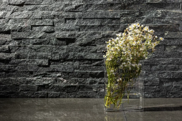 Кварцит, 3D панель из камня, 600х150 мм, Classic Black Quartz, 8 шт/уп