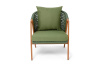 Кресло из роупа, Амстердам, каркас алюминий, роуп зеленый круглый, ткань зеленая