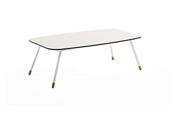 Стол журнальный из HPL, Верона, 120х65 см, H 40см, каркас белый муар, цвет столешницы молочный