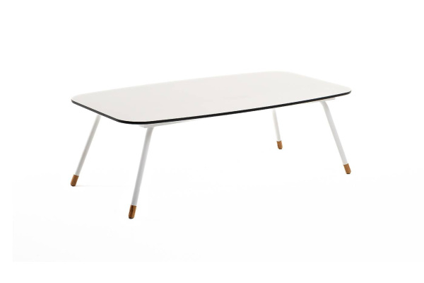 Стол журнальный из HPL, Верона, 120х65 см, H 40см, каркас белый муар, цвет столешницы молочный