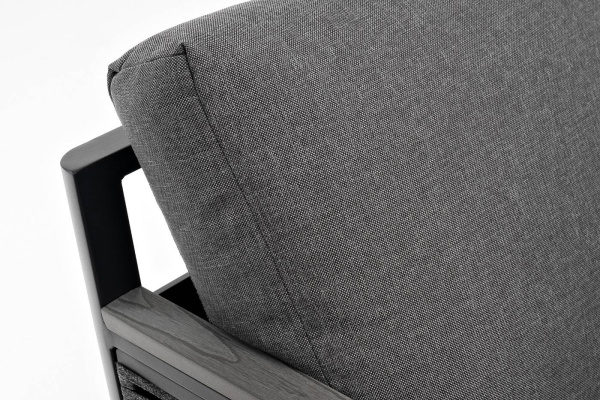 Диван 2-местный из роупа, Сан Ремо, каркас алюминий темно-серый, роуп серый, ткань серая