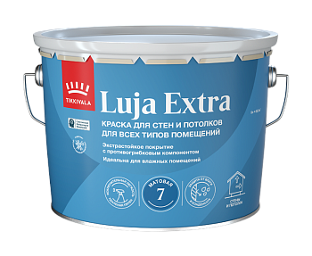 Краска для влажных помещений Tikkivala Luja Extra, матовая, база А, уп 2.7 л Цвет: белый
