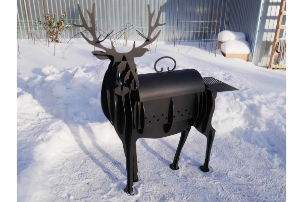 Мангал "Олень" с крышкой и столиком, 1025 х 355 мм, толщина стенки 3 мм