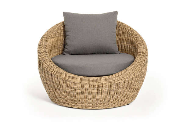 Кресло плетеное из искусственного ротанга, Барселона цвет: соломенный