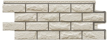 Фасадная панель Grand Line, колотый камень Design, цвет: молочный со швом RAL 7006